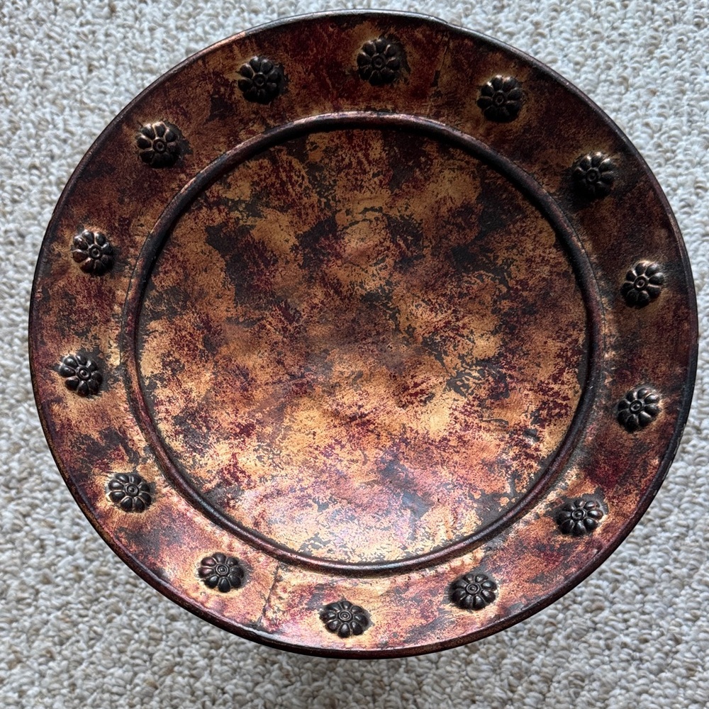 Ornate Metal Pedestal Decorative Bowl